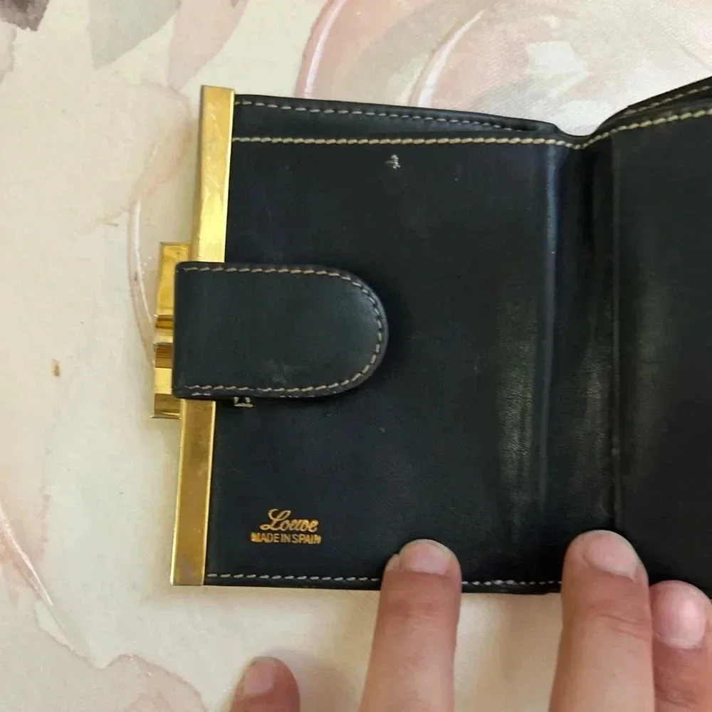Vintage Loewe Spain black and Red Leather Women's Wallet